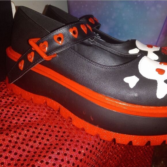 Demonia Patent Leather Candy Skull Maryjanes - Picture 4 of 7